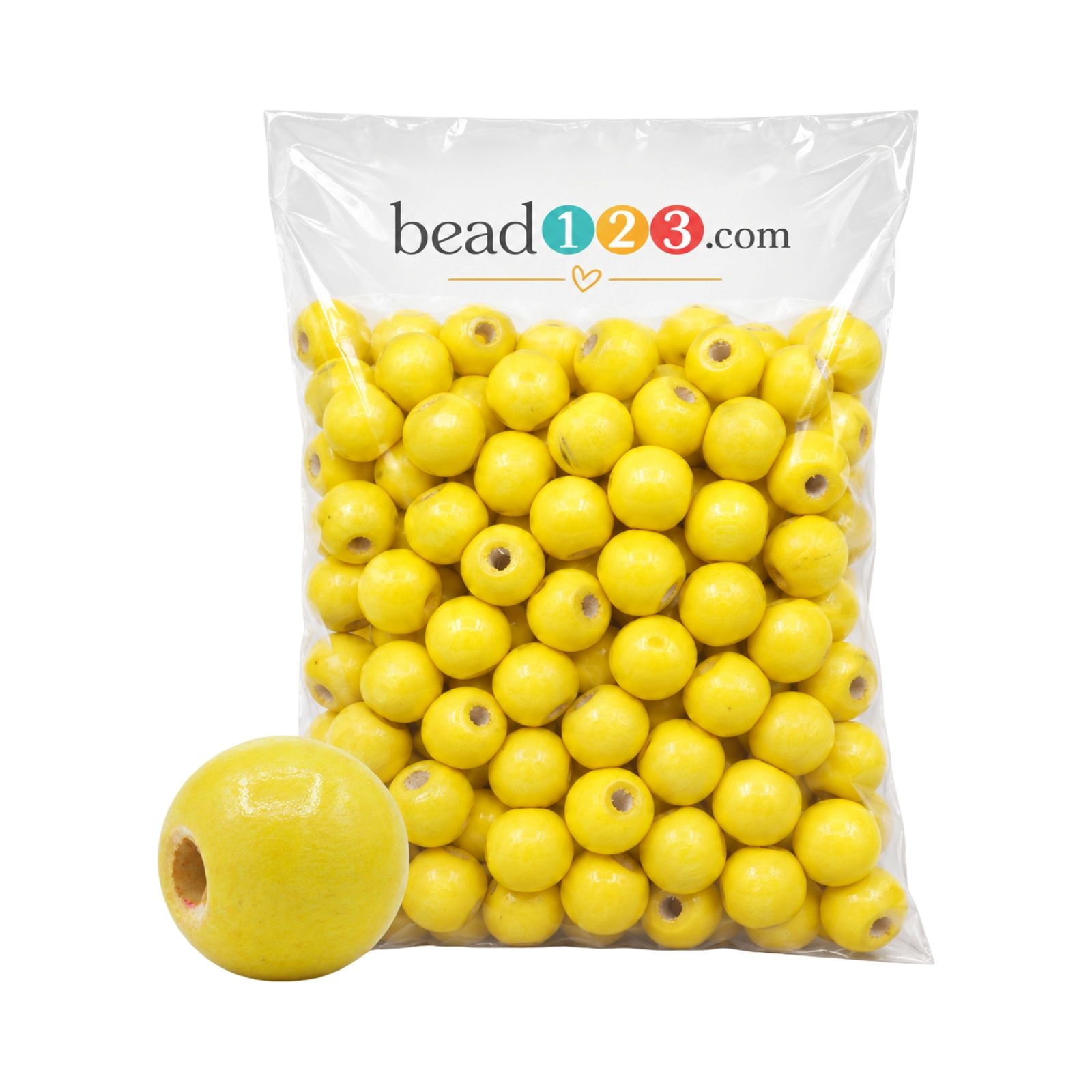 Wood Bead - 14mm - Yellow - 300 Gram - 370 Pieces