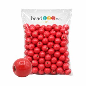 Wood Bead - 14mm - Red - 300 Gram - 370 Pieces