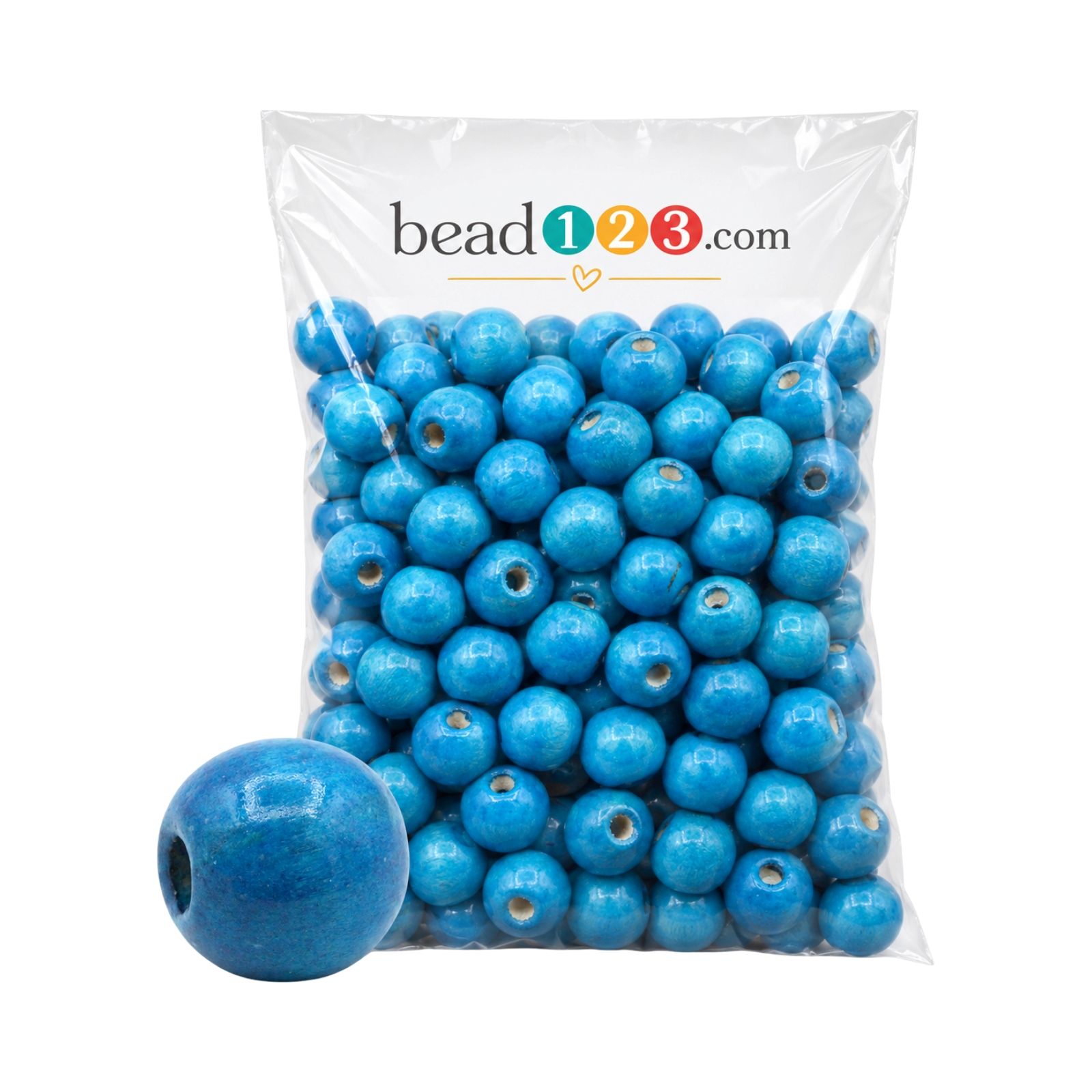 Wood Bead - 14mm - Blue - 300 Gram - 370 Pieces