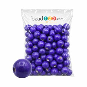 Wood Bead - 14mm - Purple - 300 Gram - 370 Pieces