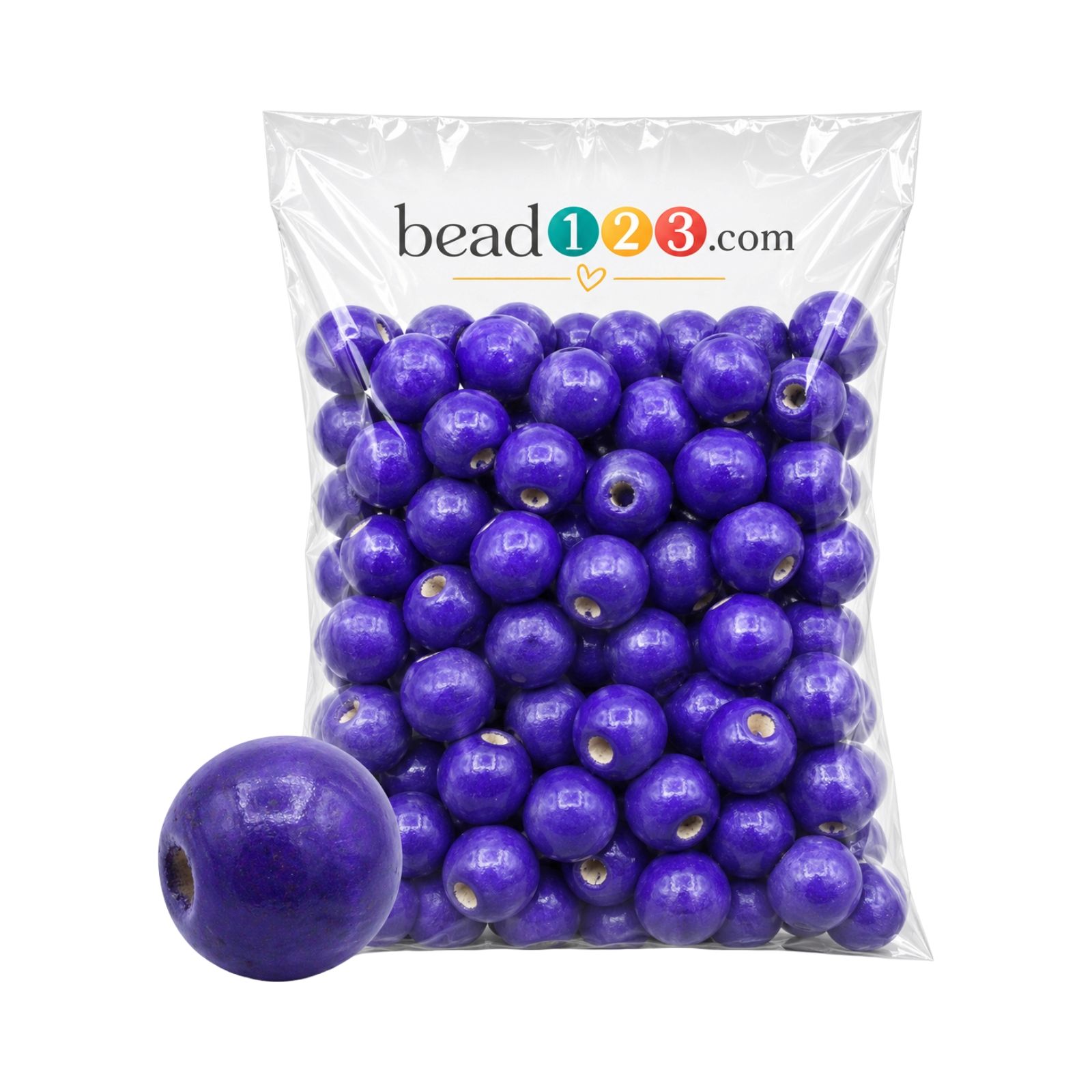 Wood Bead - 14mm - Purple - 300 Gram - 370 Pieces