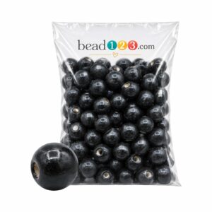 Wood Bead - 14mm - Black - 300 Gram - 370 Pieces