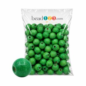 Wood Bead - 14mm - Green - 300 Gram - 370 Pieces